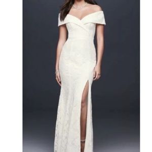 COPY - DB Studio White Wedding or Formal Dress. Off The Shoulders with Lace